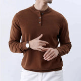 New Fashion Men Henry Sweater Light Luxury Knitted Solid Color Long Sleeve Pullover Premium Quality Skin-friendly Knitwear M-3XL
