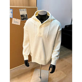Mens Knitted Hooded Sweaters Solid Color cardigan Casual Pullover Autumn Comfortable Buttons V-neck Loose Lazy Sweater 4 Colors