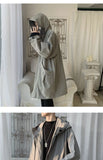 Hooded Trench Men Baggy Zip-up Overcoat Fashion Ulzzang Handsome Daily Pockets Mature Streetwear Personality Spring Autumn Soft