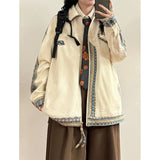 American Retro Lapel Jacket Ethnic Style Embroidered Casual Lapel Jacket Jacket Women Korean 2025 New Fashionable High-end Top