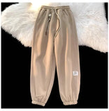 Korean style autumn and winter men and women street personality loose wide leg bound sports pants couple simple casual pants