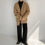 Knitted Cardigan Autumn Single Breasted Baggy Casual Cozy Soft Windbreaker Harajuku Slouchy Retro Japanese Style Pure Color Chic