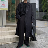 Autumn Trench Coat Men Oversized Fashion Khaki Black Long Coat Men Streetwear Korean Loose Windbreaker Jacket Mens Overcoat