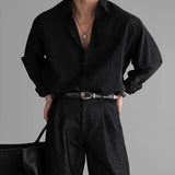 New Korean Fashion Men Shirts Light Luxury Textured Business Striped Long Sleeve Cardigan Tops Leisure High Quality Blouse M-2XL