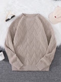 New\Japanese Style Round Neck Couple Sweater Plain Weave Style Casual Versatile Trendyy Men's Long-Sleeved Sweater Top