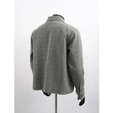 Men Jacket Lapel Collar Faux Two Layer Diagonal Placket 2024 Trendy Outwear Casual Urban Streetwear Host Apparel Stage Clothing