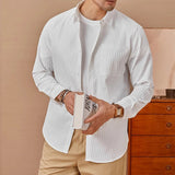 New Trend Men Luxury Business Shirts Casual Striped Long Sleeve Cardigan Tops Japanese Style Fashion Leisure Commuter Blouse
