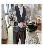 Light Mature Style Autumn Winter New Cardigan Men British Retro College Style Knitted Jacket Contrasting Suit Collar Sweater