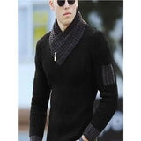 New Pullover American Men's Scarf Collar Sweater Knitted Sweater Long Sleeved Knitwear Men Women Spliced Sweater Jacket