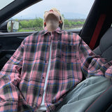 Autumn Long Sleeved Shirt Men Fashion Retro Plaid Shirt Men Japanese Streetwear Hip-hop Loose Casual Shirts For Men Large Sizes