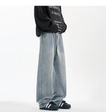 New Men's Jeans Washed Jeans Pants Unisex Drawstring Denim Pants Male Streetwear Korean Straight cylinder loose Cowboy Trousers