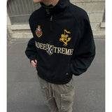 American Retro High-end Fashion High Street Jacket Men Women Couple Autumn Winter Trendy Splicing Embroidered Short Men's Jacket