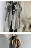 Hooded Trench Men Baggy Zip-up Overcoat Fashion Ulzzang Handsome Daily Pockets Mature Streetwear Personality Spring Autumn Soft