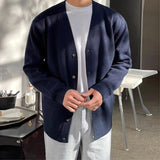 Autumn Fashion Men Luxury Knitted Sweater Coats Trendy Korean Popular V Neck Long Sleeve Cardigan Jacket Casual Stylish Knitwear