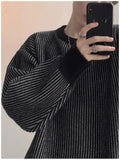 New Japanese Trendy Men Sweater High Street Patchwork Knitted O Neck Long Sleeve Pullover Casual Loose Premium Quality Knitwear