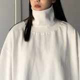 Turtle Neck Long Sleeve T-shirts Men Plus Velvet Warm Basic Solid Korean Style Loose CouplesTops Mens Clothes Streetwear Ins