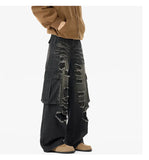 Ripped Camo Jeans Men 2025 New Loose Straight Leg Denim Pants Outdoor Hiking Trousers Casual Comfort Street Style Fashion