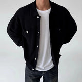 New Japanese Fashion Men Cardigan Jackets Light Luxury Knitted Button-down Long Sleeve Sweater Coat Premium Solid Color Knitwear
