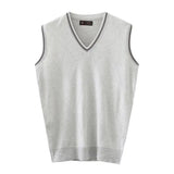 Autumn Winter Middle Aged Men Simple Classic Business Casual Sweater Vest Man V Neck Sleeveless Loose Pullover Knitted Waistcoat