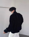 winter new Korean casual retro cardigan knitted jacket with tassel design for men and women stand up collar sweater y2k