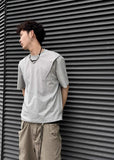 Short-sleeved T-shirt Men Summer High Street Round Neck Pullover Loose Solid Color Top