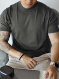 Spring Summer Trendy Mens T-shirts Mock Neck Short Sleeve Slim Casual T Shirt For Men Clothes Fashion Solid Color Pullovers