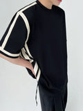 Men Clothing Summer Short Sleeve Stripe Oversized T-shirt Korean Fashion Loose Streetwear Harajuku T-shirt For Male