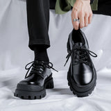 Original Design New British Style Lacquer Leather Men's Shoes Black Elevated Shoes Lace up Business Casual Shoes
