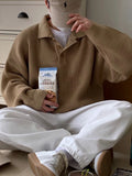 Sweater Men's Autumn Winter Korean Fashion Loose Trend Pullover Solid Color Long Sleeve Sweater Casual Male Tops