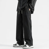 New American Casual Pants Men Loose Straight Leg Trendy Versatile Trousers 5XL Elastic Waist Drawstring Clean Fit Streetwear