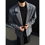 Black Blazer Jacket Men Fashion Society Mens Gray Dress Jacket Korean Loose Casual Suit Jacket Mens Office Formal Jackets M-3XL