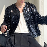 Shiny Sequins Jacket for Men Black Silver Sparkle Long Sleeve Casual Bomber Jacket Male Party Club Fashion High Street Coats