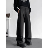Grey Black Suit Pants Men Fashion Society Mens Dress Pants Korean Loose Straight Pants Mens Office Formal Trousers Plus Size