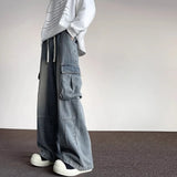 New American Men and Women Trendy Personalized Straight Tube Washed Jeans Couple Spring and Autumn Retro Casual Pants y2k