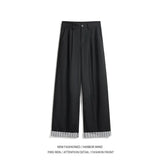 Grey Black Suit Pants Men Oversized Society Mens Dress Pants Korean Casual Loose Wide Leg Pants Mens Office Formal Trousers