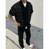 Summer Short Sleeved Shirt Men Fashion Apricot Black Casual Shirt Men Streetwear Korean Loose Hollow Shirt Mens Hawaiian Shirts