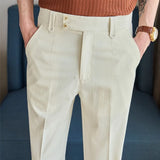 Spring Summer Men's Straight Suit Pants Seersucker Loose Long Toursers Quality Daily Work Casual Bottoms Wear for Man