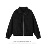 Men's Jacket Spring Double Pockets Street Lapel Jacket Solid Color Zipper Jackets Fashion Male Coats