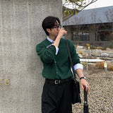 New Korean Fashion Men Cardigan Light Luxury Knitted O Neck Long Sleeve Sweater Coats  Autumn Leisure Premium Jacquard Knitwear