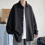 Spring Simple Black Long Sleeve Shirts Men Korean Mens Harajuku White Oversized Shirt Male Button Up Shirts Blouses 5XL-M