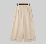 Men Irregular Pants Solid Color Button Joggers Loose Wide Leg Trousers Men Streetwear Fashion Casual Skirts Pants