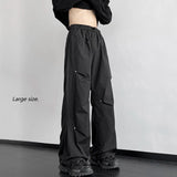 Spring Straight Casual Pants For Men Wide Leg Solid Color Cargo Pants Elastic Waist Harajuku Men's Pants