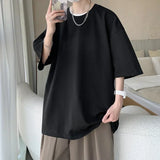 Men's Cotton T-shirts White Mens Oversized T Shirt Solid Summer Casual Wear Tee Shirts Fashion for Men 5XL Male Clothes