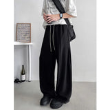 Black Casual Pants Men Fashion Apricot Ice Silk Trousers Men Streetwear Korean Loose Wide Leg Pants Mens Suit Pants M-3XL