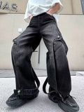 American high street men and women trendy hip-hop loose straight leg jeans for couples personalized wide leg casual pants y2k