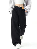 Black Baggy Jeans Women Y2K Harajuku Hippie Korean Oversize Wide Leg Denim Pants Female Casual Kpop Streetwear Trousers