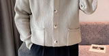 Men Cardigan Fashion Luxury Knitted Sweater Coats Trendy Japanese Retro V Neck Long Sleeve Jacket Casual Stylish Knitwear M-3XL