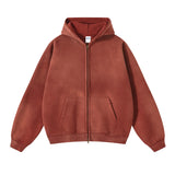Men's Zip Up Hoodies Tie Dye Washed Double Oversize Cardigan Sweatshirt Loose Plus Plush Gradient Man Hooded Pullovers Winter