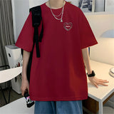 Men's T-shirts Cotton Big Size Mens Summer Wear Black Oversized T Shirt Heart Print Casual 4XL Tee Shirts Male Clothes
