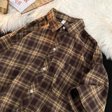 Plaid Shirts Men Preppy Summer Thin Harajuku Breath Baggy Korean Fashion Vintage Clothes Camisas De Hombre Handsome All-match
